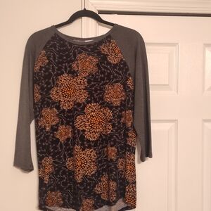 LuLaRoe Randy Black & Orange Floral Top. Size X-Large.